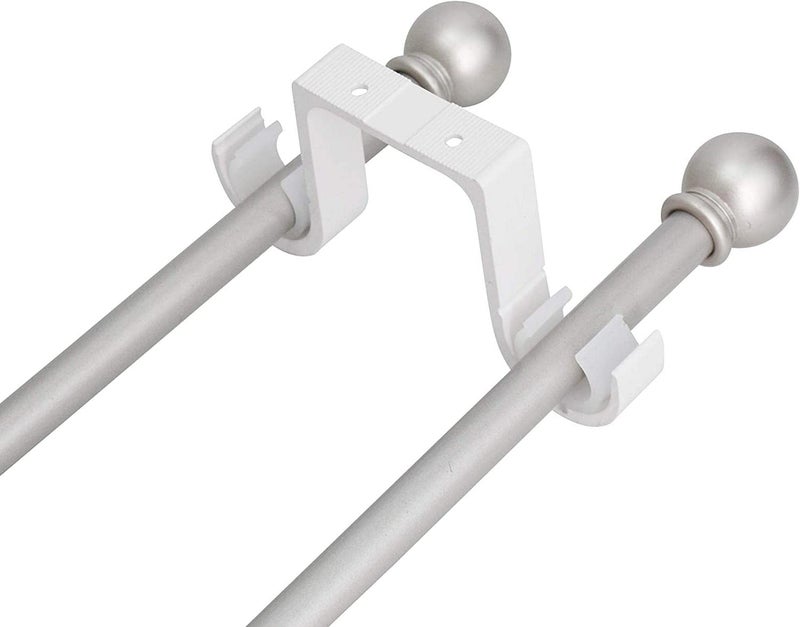 Tiweio Double Curtain Rod Brackets 2Pcs for Tiweio, Aluminum Alloy Ceiling Mounted Curtain Rod Bracket, Ceiling Curtain Rod, Curtain Brackets for Curtain Rod (White) - Image 4